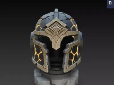 Lava Forge Helmet STL Sci Fantasy Armor Mask 3D print model