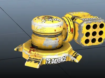 Rocket Turrets Low-poly 3D model