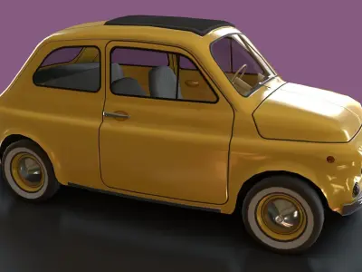 Game-ready lowpoly Classic Fiat 500 micro-car Low-poly 3D model