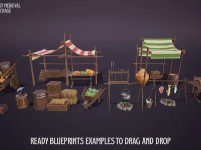 Stylized Medieval Package Low-poly 3D model