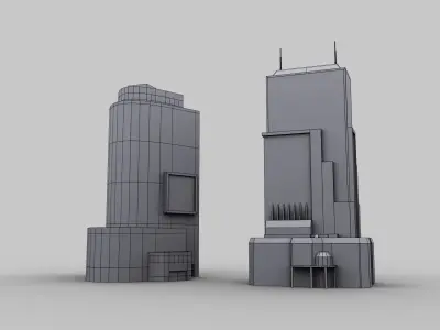 Modern Building pack2 Low-poly 3D model