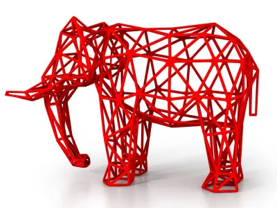 Elephant Wireframe 3D print model
