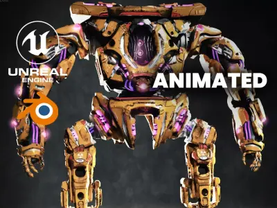 Military Mech Robot Photorealistic Low-poly 3D model