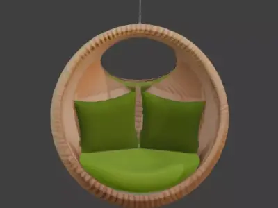 Hanging Rounded Chair Game-Ready 3D Model with PBR Textures Low-poly 3D model
