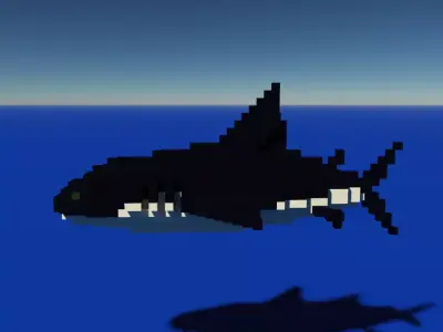 Voxel Shark Low-poly 3D model