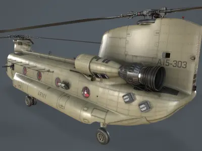 CH-47F Chinook Australian Army Basic Animation Low-poly 3D model