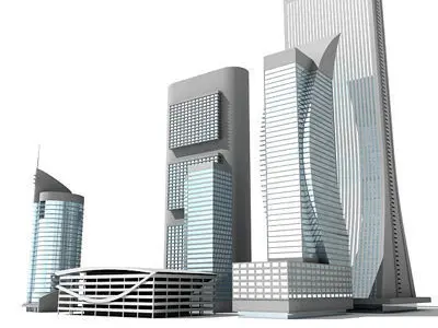 Set of detailed 7 Buildings 3D model