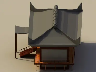 Low Poly Traditional Japanese House 3 Low-poly 3D model