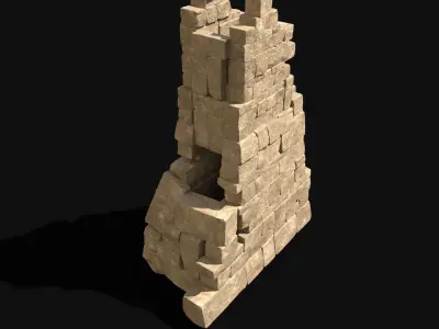  ARABIC DESERT COLUMN RUINS PILE PEDESTAL EGYPTIAN SAND STONE Low-poly 3D model