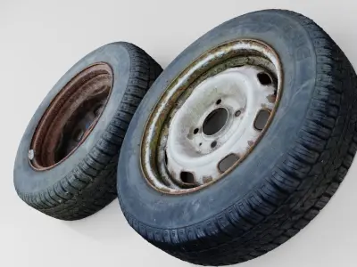 Ultra realistic Old Tyre Scan 8k HD Low-poly 3D model Low-poly 3D model