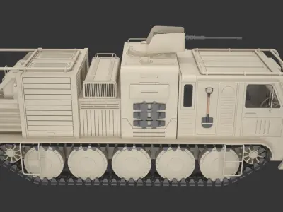 Military Truck Concept With Slat Armor 1 3D model