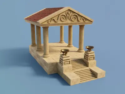 Ancient Temple Building Set Low-poly 3D model