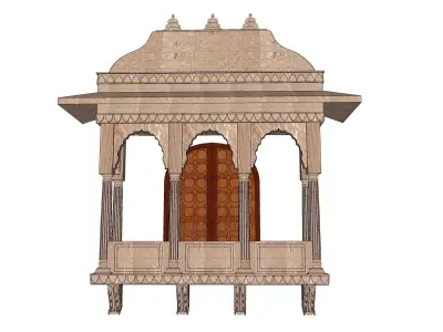 indian jodhpuri stone jharokha window 3D model