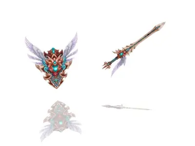 Angel - Sword and Shield Low-poly 3D model
