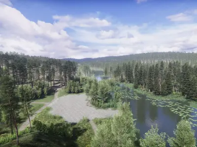 Lake Coniferous - Environment Unity Low-poly 3D model