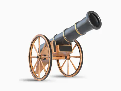 Iron Field Cannon Low-poly 3D model
