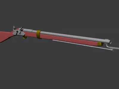 Low-Poly musket 1700 Low-poly 3D model