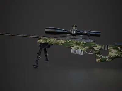AWM Sniper Rfle Low-poly 3D model