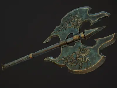 Axe Fantasy Game 3d model Low-poly  model Low-poly 3D model