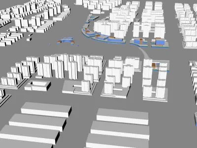 Urban highrise building building ancillary building commercial 3D model