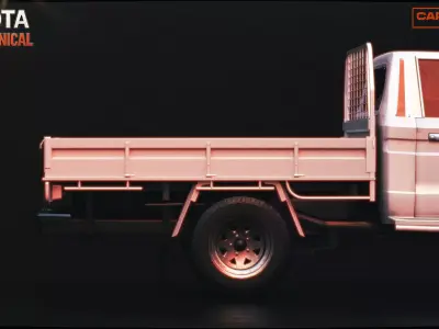 Toyota F70 Technical Clean White Pickup Vehicle Low-poly 3D model