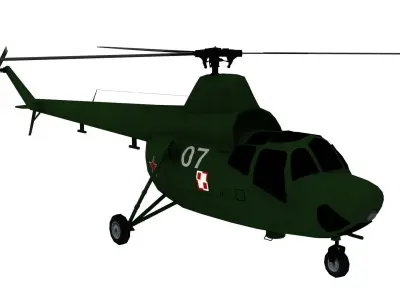 Lowpoly Mi 1 Hare Helicopter 3D Model Low-poly 3D model