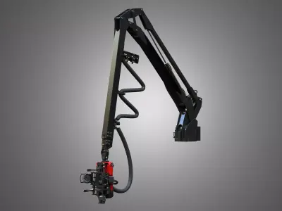 Forwarder Crane Coordinate System with Harvester Head 3D model