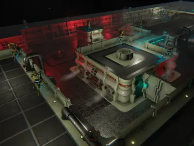 Top-Down Scifi modular Environment Low-poly 3D model