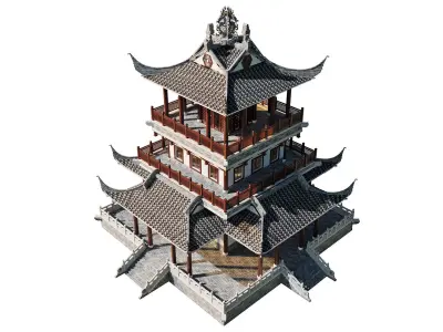Traditional Pavilion Pagoda Exterior 3D model
