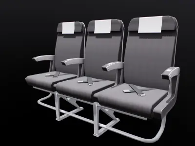 Airplane Economy Seats Low-poly 3D model