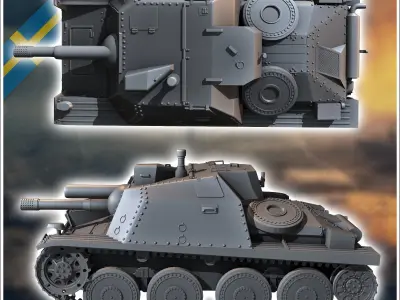 Stormartillerivagn Sav m43 Swedish assault gun - miniatures tabl 3D print model