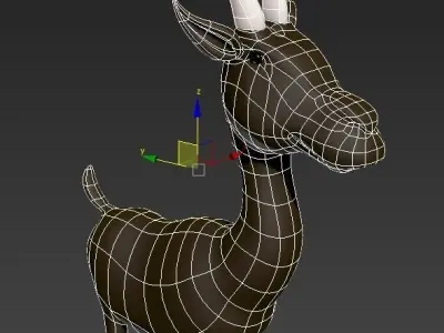 gazelle deer with long horns 3D model