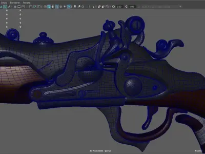 Antique Pistol Gun 18th century 3D model