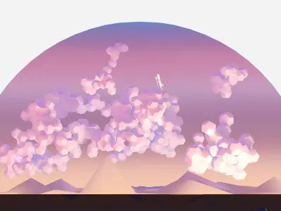 isometric pentagon dodecahedron sunset clouds night clouds 3D model