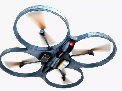 Quadcopter with camera Low-poly 3D model