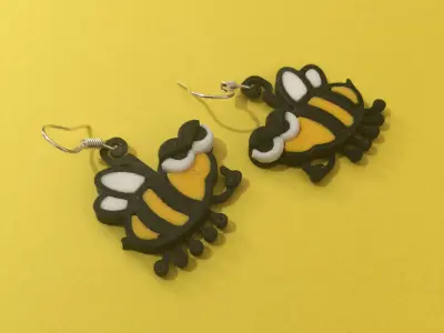 Angry Bee Earrings 3D print model