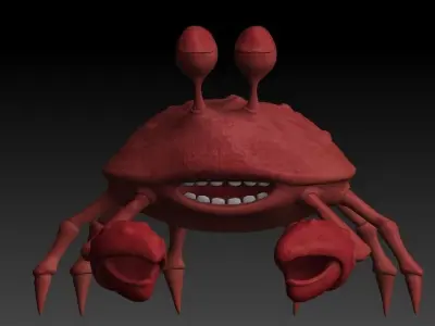 cartoon rigged crab Low-poly 3D model
