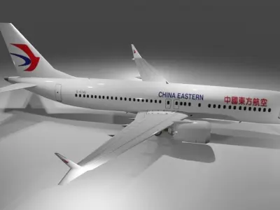 China Eastern Boeing 737 max 8 3D Model with cockpit Low-poly 3D model
