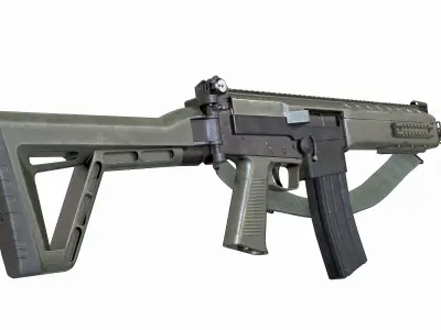 IA2 Assault Rifle with foregrip and rifle sling Low-poly 3D model