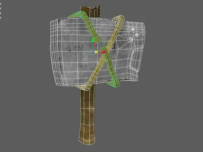 weapon wooden stick with rope Low-poly 3D model
