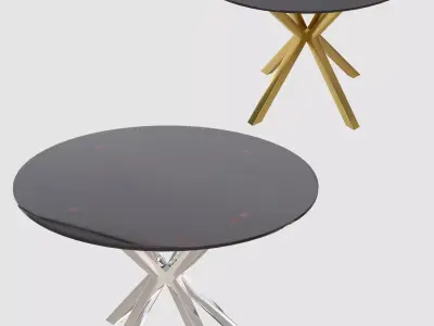 Table X two round tables with metal legs and glass tops Free 3D model