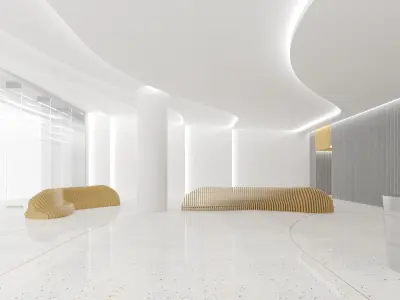 Contemporary lobby in business center 3D model