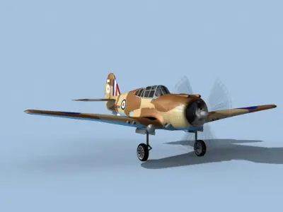 Curtiss H-75C Mohawk V23 RAF 3D model