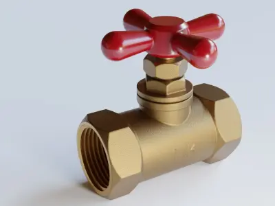 Valve brass with handle Low-poly 3D model