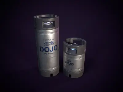 Steel Beer Keg Set - PBR Game Ready - Low-poly 3D model