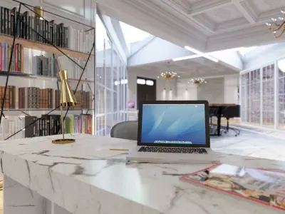 Office design skp with lumion rendering Free 3D model