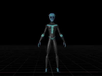 Blue Alien Low-poly 3D model