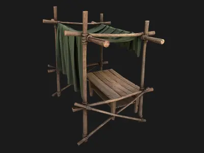 Market Stalls Military Tent Low-poly 3D model