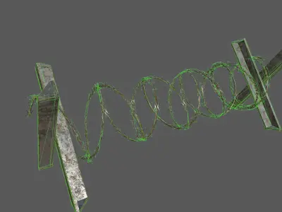 Military Barbwire Barricade Low-poly 3D model