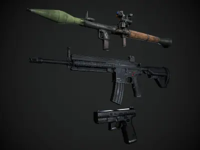 Realistic Weapons Collection Low-poly 3D model